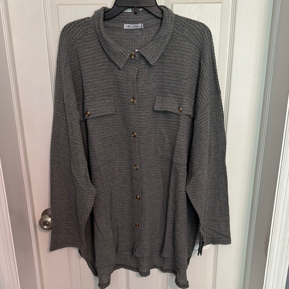 NWT Culture Code Gray Button Down Shirt